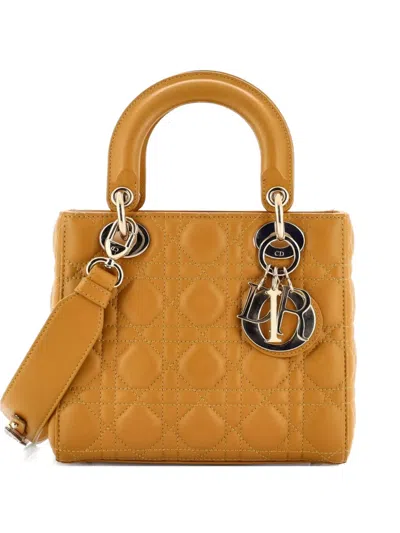 Pre-owned Dior My Abc Lady  Bag Cannage Quilt Lambskin Crossbody Bag In Yellow