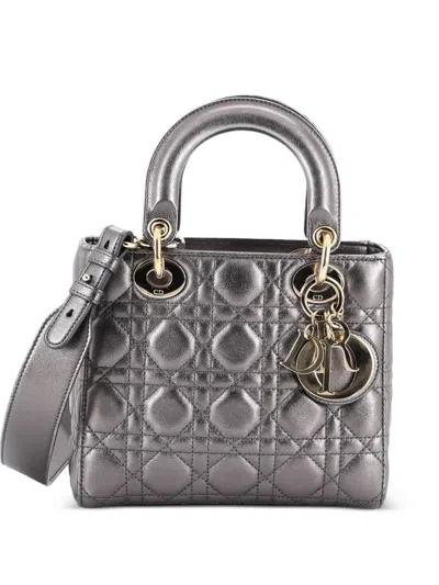 Pre-owned Dior My Abc Lady  Bag Metallic Cannage Quilt Leather Shoulder Bag In Silver