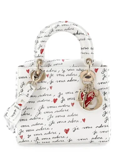 Pre-owned Dior My Abc Lady  Bag Printed Leather Small Satchel In White