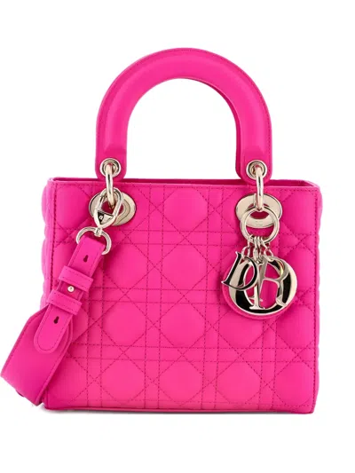 Pre-owned Dior My Lady  Bag Cannage Quilt Lambskin Satchel In Pink
