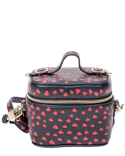 Dior Navy & Red Heart Printed Leather Micro Lady  Vanity Case In Multi