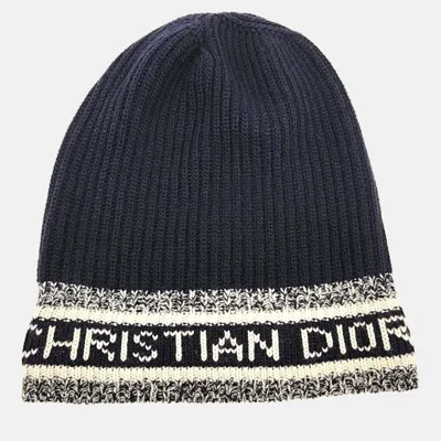 Pre-owned Dior Navy Blue Cashmere Wool Beanie