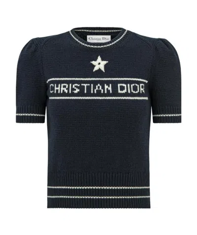 Dior Navy Blue Christian  Short-sleeved Sweater