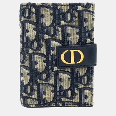 Pre-owned Dior Navy Blue Coated Canvas 30 Montaigne Dandelion Card Holder