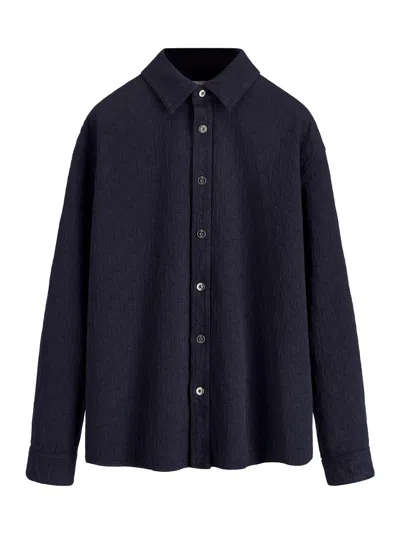 Dior Navy Blue Cotton Jacquard Oblique Shirt