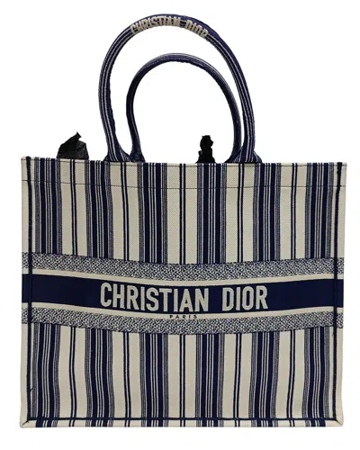 Dior Navy Blue Cotton Large Book Tote (authentic Pre-loved)