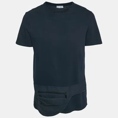 Pre-owned Dior Navy Blue Cotton Pocket Detail Crew Neck T-shirt L