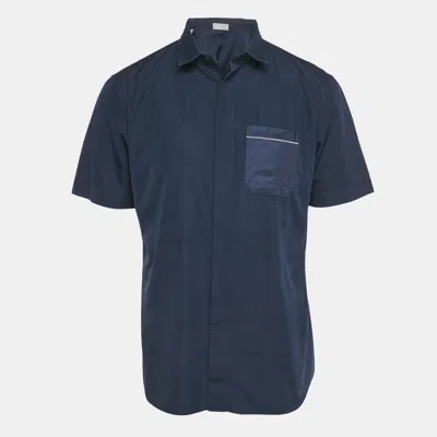 Pre-owned Dior Navy Blue Cotton Short Sleeve Shirt L