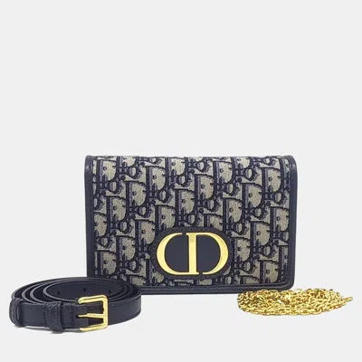 Pre-owned Dior Navy Blue Fabric 30 Montaigne Two-in-one Pouch Bag