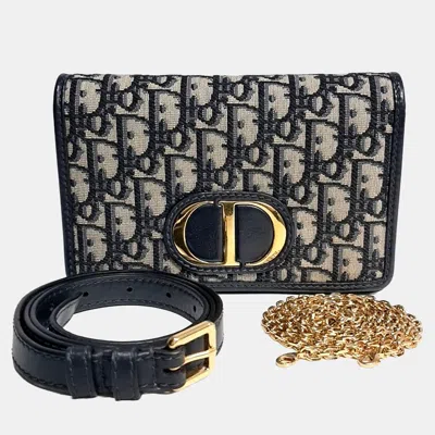 Pre-owned Dior Navy Blue Fabric 30 Montaigne Two-in-one Pouch Bag