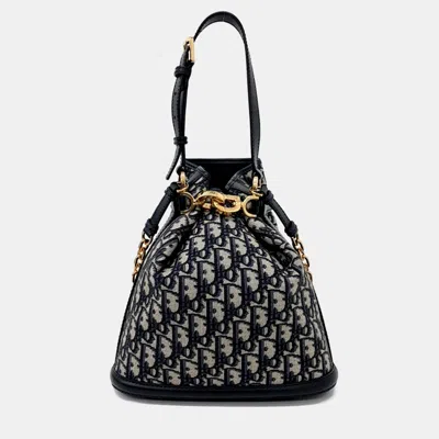 Pre-owned Dior Navy Blue Fabric C'est Di Medium Bag
