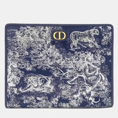 Pre-owned Dior Navy Blue Fabric Montaigne Pouch