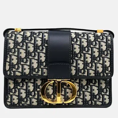 Pre-owned Dior Navy Blue Fabric Oblique 30 Montaigne Bag