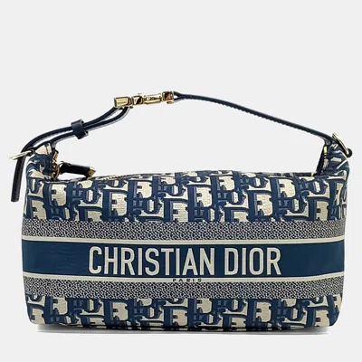 Pre-owned Dior Navy Blue Fabric Travel Nomad Pouch