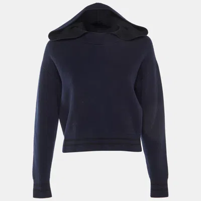 Pre-owned Dior Navy Blue J'a 8 Cashmere Hooded Jumper S