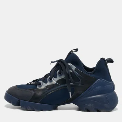 Pre-owned Dior Navy Blue Neoprene And Rubber D-connect Sneakers Size 37.5