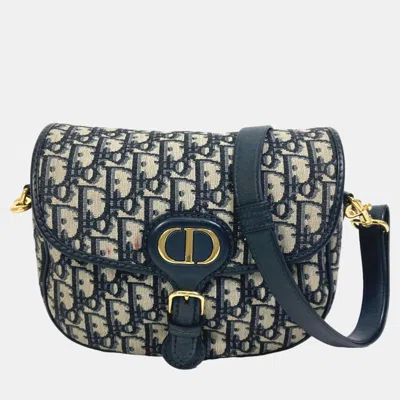 Pre-owned Dior Navy Blue Oblique Canvas Medium Bobby Shoulder Bag
