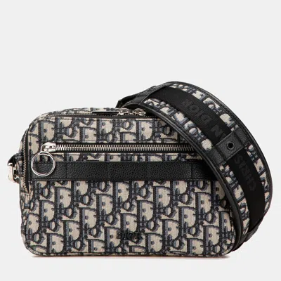 Pre-owned Dior Navy Blue Oblique Canvas Safari Crossbody