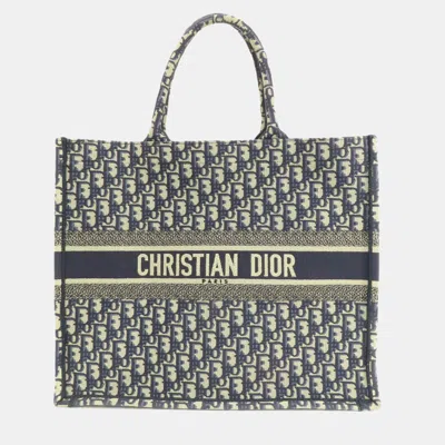 Pre-owned Dior Navy Blue Oblqiue Canvas Large Book Tote Tote Bag