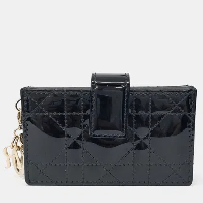 Pre-owned Dior Navy Blue Patent Leather Cardholder
