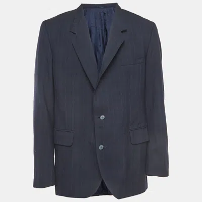 Pre-owned Dior Navy Blue Pinstripes Wool Single Breasted Blazer Xs