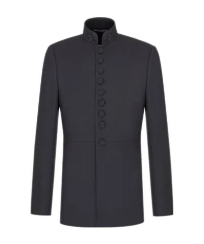 Dior Navy Blue Single-breasted Casual Jacket In Black