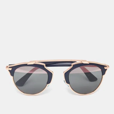 Pre-owned Dior Navy Blue/black So Real Aviator Sunglasses