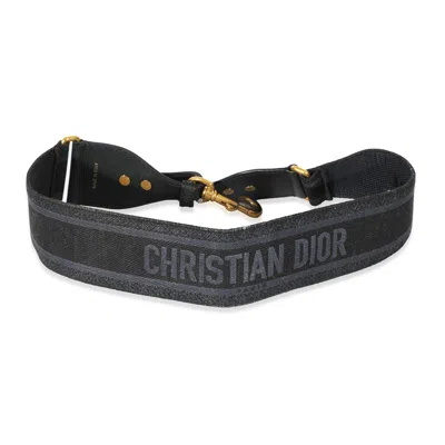 Pre-owned Dior Navy Canvas Logo Embroidered Strap