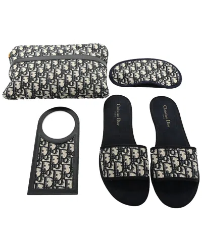Dior Navy Canvas Oblique Travel Set (authentic )