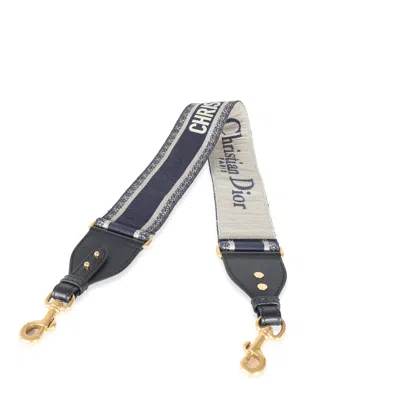 Pre-owned Dior Navy Logo Embroidered Adjustable Shoulder Strap