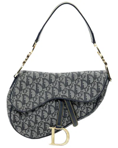 Dior Navy/beige Issimo Saddle Bag (authentic Pre-loved) In Black