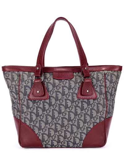 Pre-owned Dior Navy/burgundy Issimo Canvas Trotter Zip Tote (authentic Pre-loved)