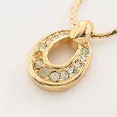 Dior Necklace Gp Rhinestone Gold Clear