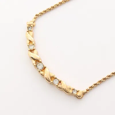 Dior Necklace Gp Rhinestone Gold Clear In Silver