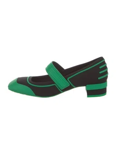 Pre-owned Dior Neoprene Colorblock Pattern Pumps In Green
