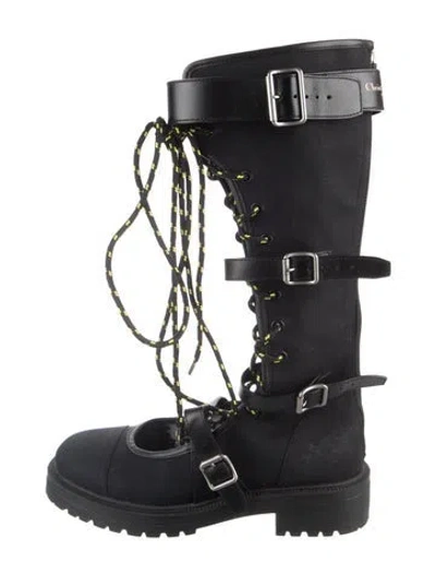 Pre-owned Dior Neoprene Combat Boots In Blue