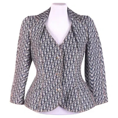 Pre-owned Dior New Christian  2005 Vintage Oblique Canvas Trotter Monogram Jacket Sz Usa 10 In Gray