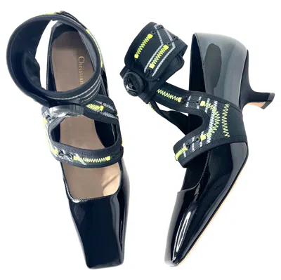 Pre-owned Dior New Christian  62-22 X Roger Vivier Black Patent Leather Maryjane Pumps 39.5