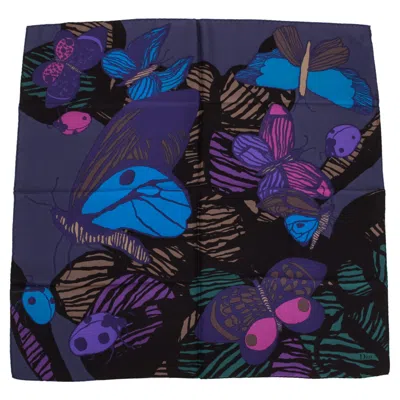 Pre-owned Dior New Christian  Graphic Butterfly Print Scarf In Black