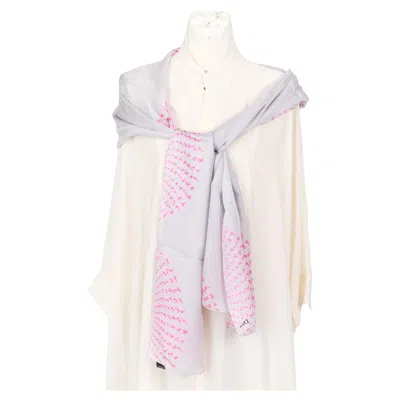 Pre-owned Dior New Christian  Gray Quilted Silk Chiffon Stole Scarf