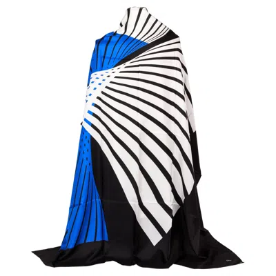 Pre-owned Dior New Christian  Oversize Silk Geometric Shawl Scarf 54" In Black