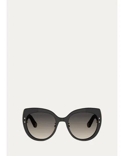 Dior New  R1u 54mm Butterfly Sunglasses In Black