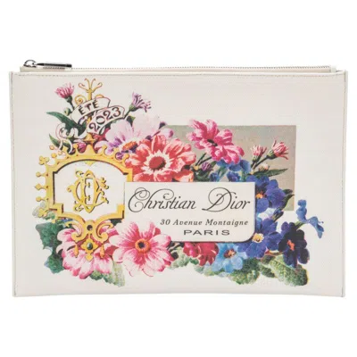 Pre-owned Dior New Floral Print White Clutch