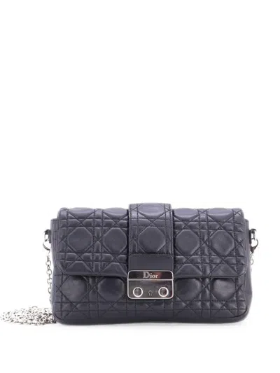 Pre-owned Dior New Lock Pouch Cannage Quilt Lambskin Mini Crossbody Bag In Black