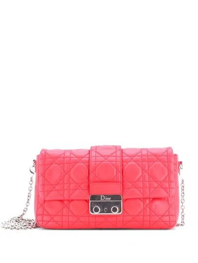 Pre-owned Dior New Lock Pouch Cannage Quilt Lambskin Mini Crossbody Bag In Pink