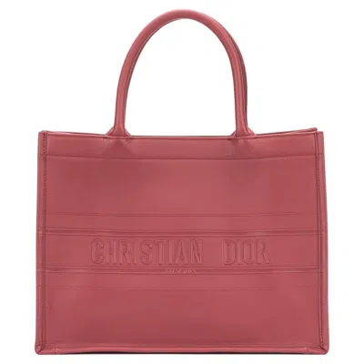 Pre-owned Dior New Medium Book Tote Dark Old Rose In Red