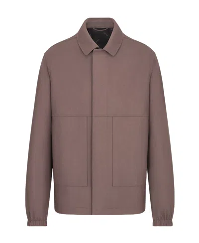 Dior New Shearing Cashmere Logo Casual Jacket In Brown