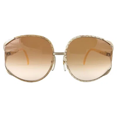 Pre-owned Dior New Vintage Christian  2250 Oversized Python Lined Sunglasses In Brown