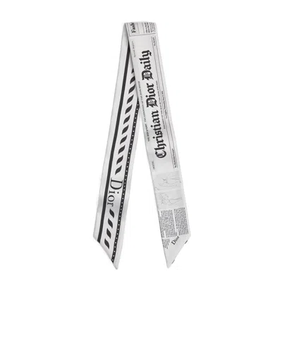 Dior Newspaper Mitzah Scarf In White
