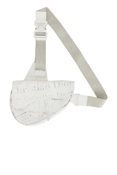 Pre-owned Dior Newspaper Saddle Bag In White